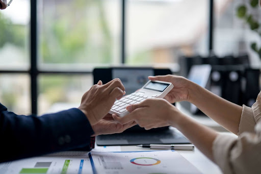 Two people are working