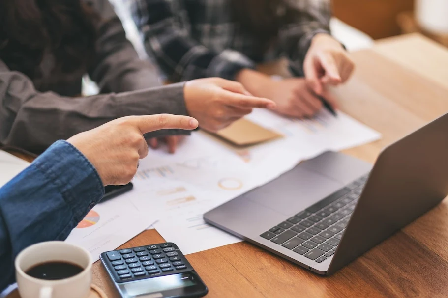 group of businessman working