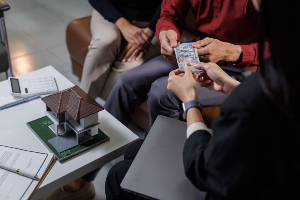 giving cash to person