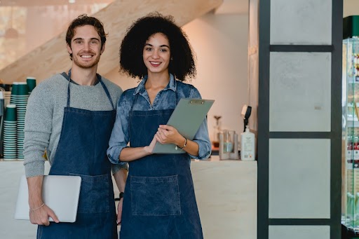 confident cafe workers
