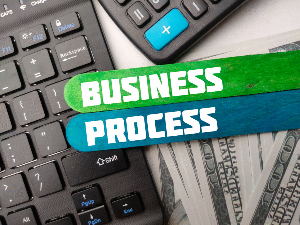 Business Process Concept with Keyboard and Dollar Bills