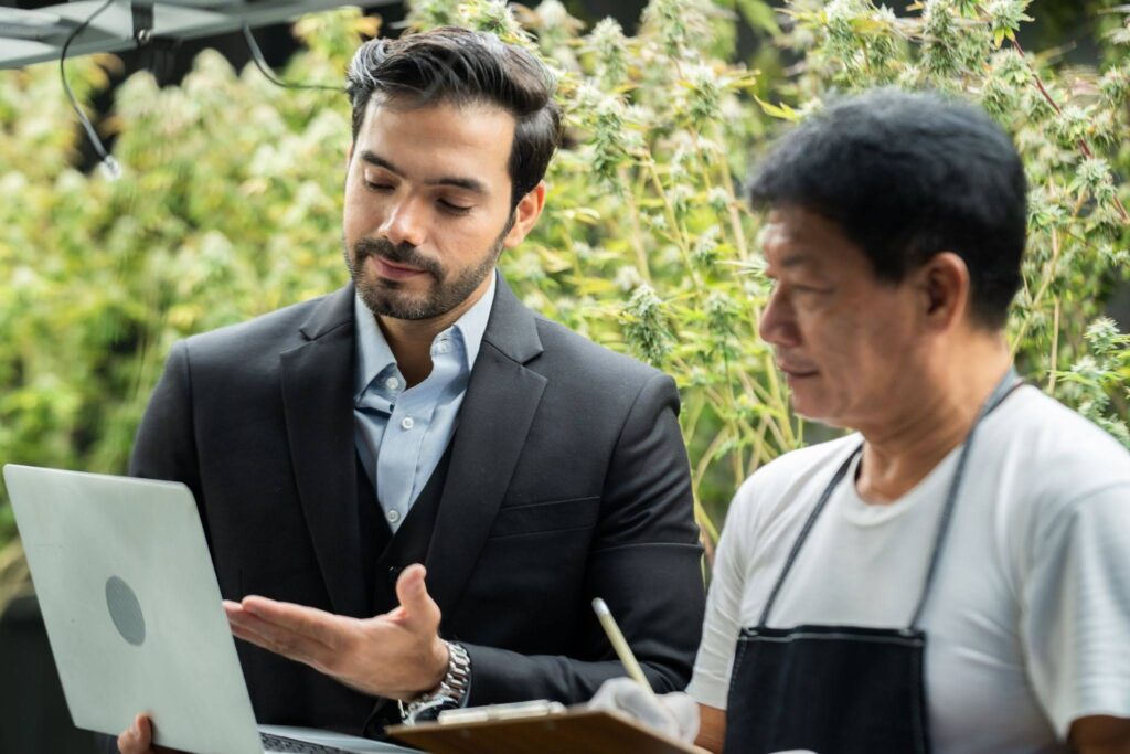 Entrepreneur applying online for business funding