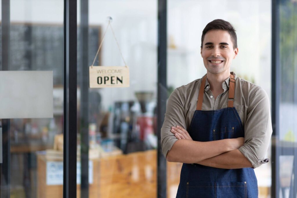 Happy business owner after getting business loan approval