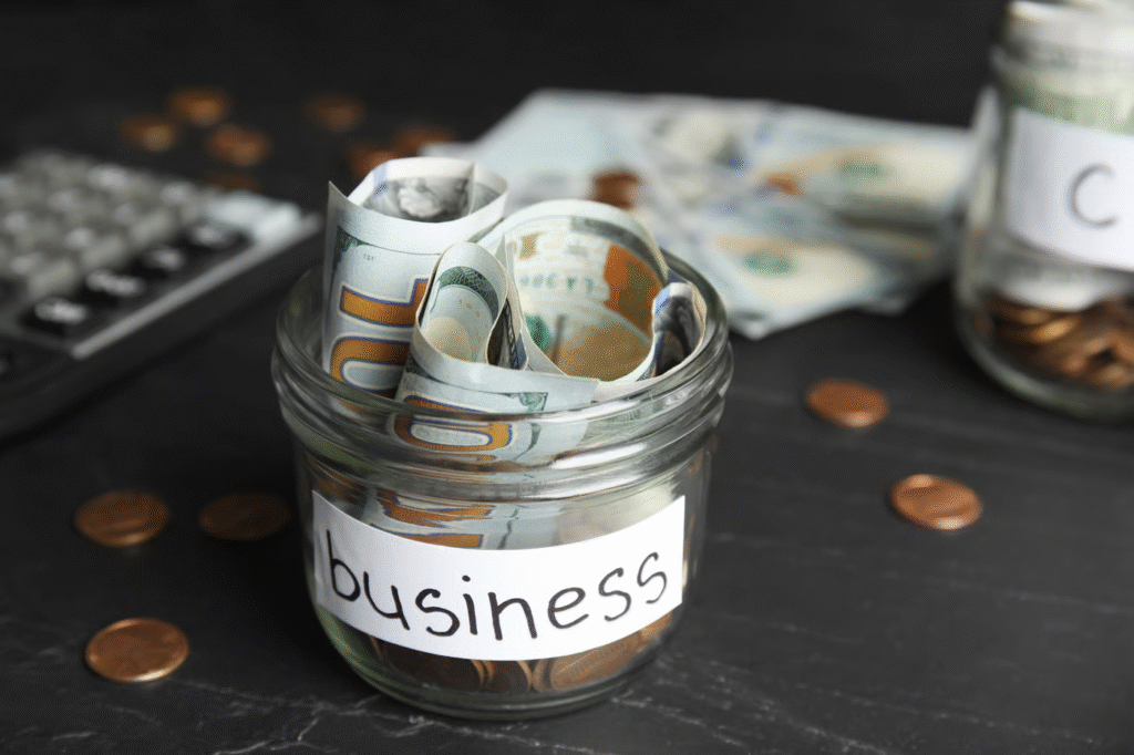 Business Savings in a Jar on a Table