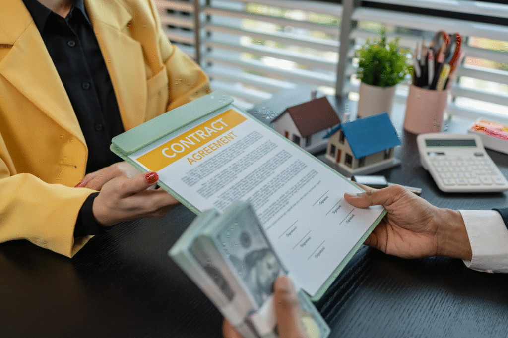 The buyer or renter is placing a deposit money with the real estate agent.
